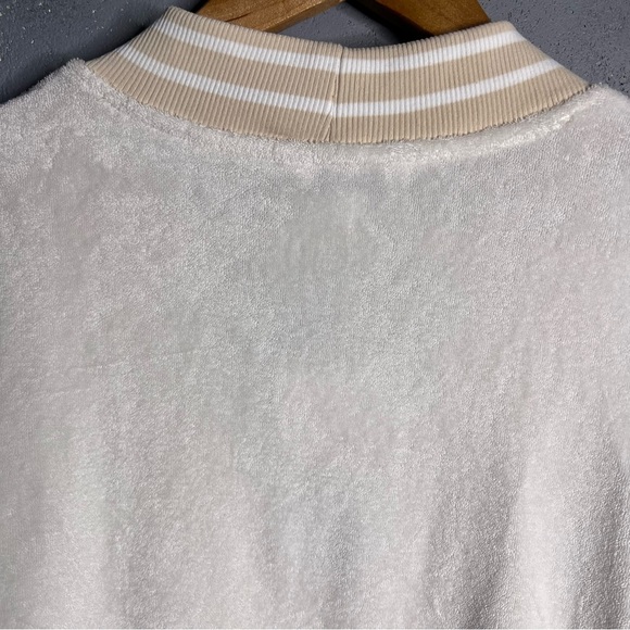 JoyLab Women's Towel Terry Cardigan White Tan Stripe size Large - Picture 6 of 9